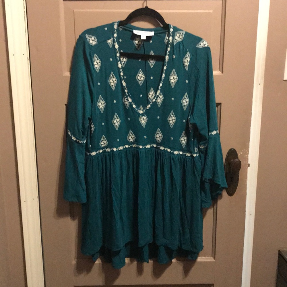 Torrid teal v neck babydoll top